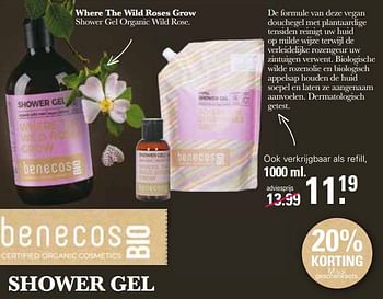 Promoties Where the wild roses grow shower gel organic wild rose refill - Benecos - Geldig van 20/02/2023 tot 11/03/2023 bij De Online Drogist
