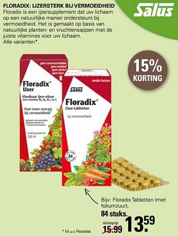 Promoties Floradix tabletten met foliumzuur - Salus - Geldig van 20/02/2023 tot 11/03/2023 bij De Online Drogist
