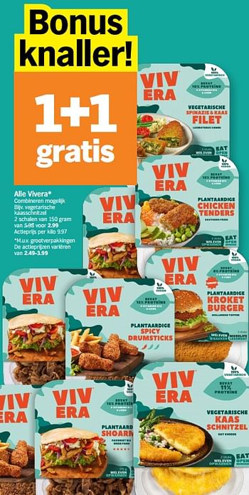 Promoties Vegetarische kaasschnitzel - Vivera - Geldig van 27/02/2023 tot 05/03/2023 bij Albert Heijn