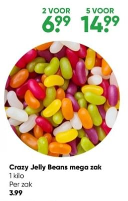 Promoties Crazy jelly beans mega zak - Huismerk - Big Bazar - Geldig van 27/02/2023 tot 12/03/2023 bij Big Bazar