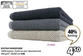 Promoties Gistad handdoek - Huismerk - Jysk - Geldig van 27/02/2023 tot 05/03/2023 bij Jysk