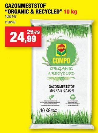Promotions Gazonmeststof organic + recycled - Compo - Valide de 01/03/2023 à 12/03/2023 chez Hubo