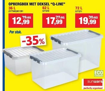 Promoties Opbergbox met deksel q-line - Sunware - Geldig van 01/03/2023 tot 12/03/2023 bij Hubo