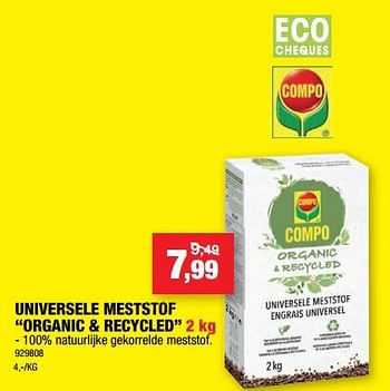 Promoties Universele meststof organic + recycled - Compo - Geldig van 01/03/2023 tot 12/03/2023 bij Hubo