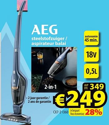 Promotions Aeg steelstofzuiger - aspirateur balai cx7-2-i360 - AEG - Valide de 01/03/2023 à 08/03/2023 chez ElectroStock
