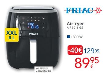 Promoties Friac airfryer aif 6018 gs - Friac - Geldig van 01/03/2023 tot 31/03/2023 bij Eldi