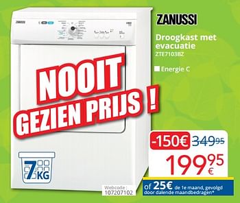 Promoties Zanussi droogkast met evacuatie zte7103bz - Zanussi - Geldig van 01/03/2023 tot 31/03/2023 bij Eldi