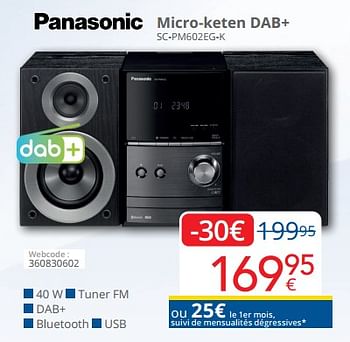 Promoties Panasonic micro-keten dab+ sc-pm602eg-k - Panasonic - Geldig van 01/03/2023 tot 31/03/2023 bij Eldi