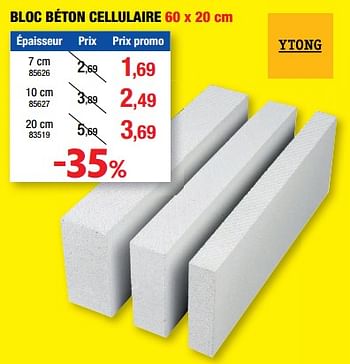 Promotions Bloc béton cellulaire - Ytong - Valide de 01/03/2023 à 12/03/2023 chez Hubo