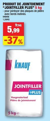 Promotions Produit de jointoiement jointfiller plus - Knauf - Valide de 01/03/2023 à 12/03/2023 chez Hubo