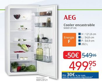 Promoties Aeg cooler encastrable skb312f1as - AEG - Geldig van 01/03/2023 tot 31/03/2023 bij Eldi