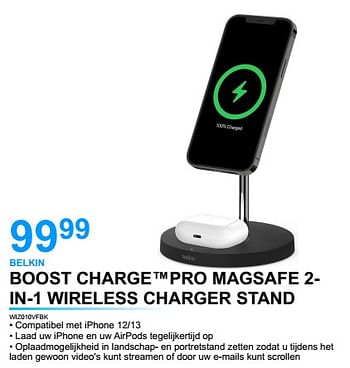 Promoties Belkin boost charge pro magsafe 2- in-1 wireless charger stand wiz010vfbk - BELKIN - Geldig van 28/02/2023 tot 31/03/2023 bij Auva