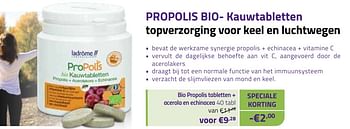 Promoties Bio propolis tabletten + acerola en echinacea - Ladrome - Geldig van 01/03/2023 tot 31/03/2023 bij Mannavita