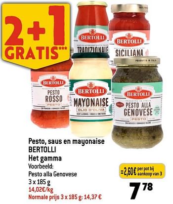 Promoties Pesto alla genovese - Bertolli - Geldig van 01/03/2023 tot 07/03/2023 bij Smatch