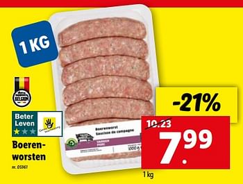 Promoties Boerenworsten - Huismerk - Lidl - Geldig van 08/03/2023 tot 14/03/2023 bij Lidl