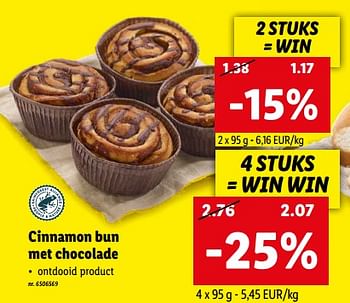 Promoties Cinnamon bun met chocolade - Huismerk - Lidl - Geldig van 08/03/2023 tot 14/03/2023 bij Lidl