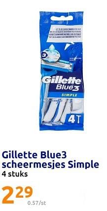 Promotions Gillette blue3 scheermesjes simple - Gillette - Valide de 01/03/2023 à 07/03/2023 chez Action