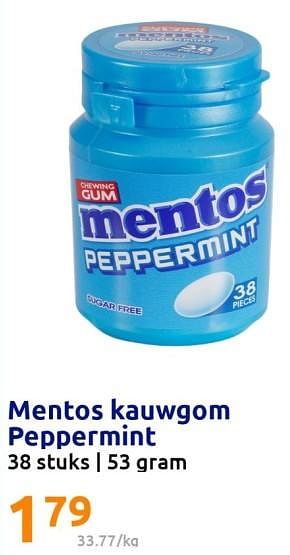 Promoties Mentos kauwgom peppermint - Mentos - Geldig van 01/03/2023 tot 07/03/2023 bij Action