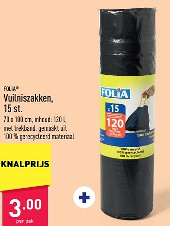 Bijna kas ga winkelen FOLIA Vuilniszakken - Promotie bij Aldi