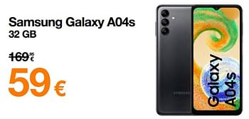 Promoties Samsung galaxy a04s 32 gb - Samsung - Geldig van 01/03/2023 tot 31/03/2023 bij Orange