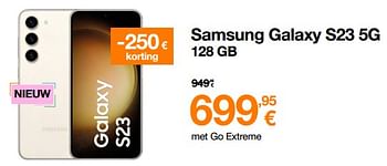 Promoties Samsung galaxy s23 5g 128 gb - Samsung - Geldig van 01/03/2023 tot 31/03/2023 bij Orange