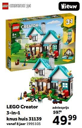 Promoties Lego creator 3-in-1 knus huis 31139 - Lego - Geldig van 01/03/2023 tot 31/03/2023 bij Intertoys