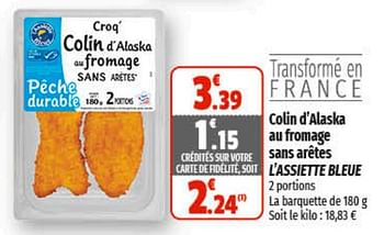 Promotions Colin d`alaska au fromage sans arêtes l`assiette bleue - L'Assiette Bleue - Valide de 01/03/2023 à 12/03/2023 chez Coccinelle