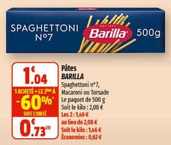 Promotions Pâtes barilla - Barilla - Valide de 01/03/2023 à 12/03/2023 chez Coccinelle