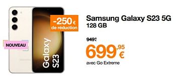 Promotions Samsung galaxy s23 5g 128 gb - Samsung - Valide de 01/03/2023 à 31/03/2023 chez Orange