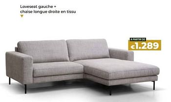 Promotions Loveseat gauche + chaise longue droite en tissu - Produit Maison - Euroshop - Valide de 05/03/2023 à 31/05/2023 chez Euro Shop