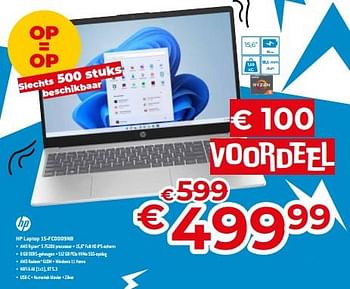 Promoties Hp laptop 15-fc0009nb - HP - Geldig van 02/03/2023 tot 31/03/2023 bij Exellent