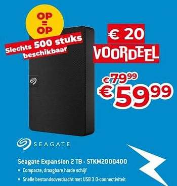 Promoties Seagate expansion 2 tb - stkm2000400 - Seagate - Geldig van 02/03/2023 tot 31/03/2023 bij Exellent