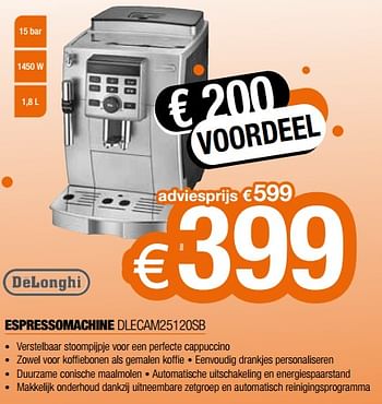 Promoties Delonghi espressomachine dlecam25120sb - Delonghi - Geldig van 03/03/2023 tot 31/03/2023 bij Expert