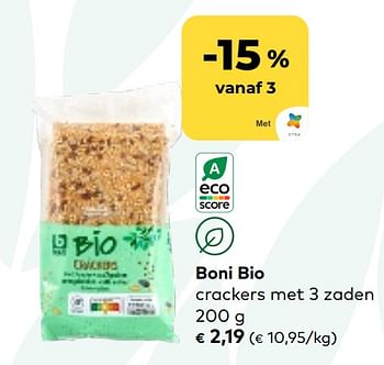 Promoties Boni bio crackers met 3 zaden - Boni - Geldig van 01/03/2023 tot 31/03/2023 bij Bioplanet