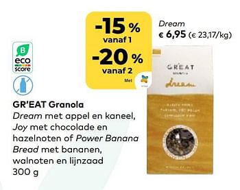 Promoties Gr’eat granola dream - Gr'eat Granola - Geldig van 01/03/2023 tot 31/03/2023 bij Bioplanet