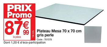Promoties Plateau mesa gris perle - Huismerk - Promocash - Geldig van 02/03/2023 tot 01/04/2023 bij Promocash