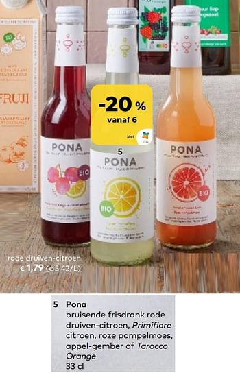 Promoties Pona rode druiven-citroen - Pona - Geldig van 01/03/2023 tot 31/03/2023 bij Bioplanet