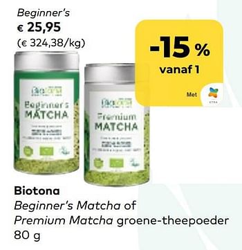 Promotions Biotona beginner’s matcha - Biotona - Valide de 01/03/2023 à 31/03/2023 chez Bioplanet
