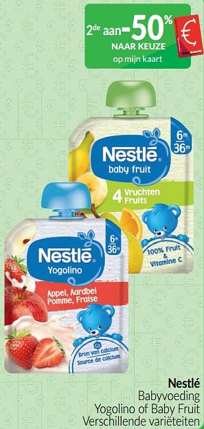 Promotions Nestlé babyvoeding yogolino of baby fruit - Nestlé - Valide de 01/03/2023 à 31/03/2023 chez Intermarche