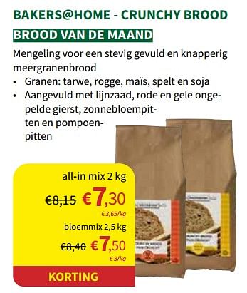 Promoties Bakers@home - crunchy brood - Bakers@Home - Geldig van 01/03/2023 tot 12/03/2023 bij Horta