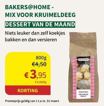 Promoties Bakers@home - mix voor kruimeldeeg - Bakers@Home - Geldig van 01/03/2023 tot 12/03/2023 bij Horta