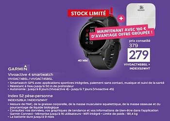 Promotions Garmin vivoactive 4 smartwatch vivoact4sbsl + index s2 pèse-personne indexs2wht - Garmin - Valide de 03/03/2023 à 31/03/2023 chez Selexion