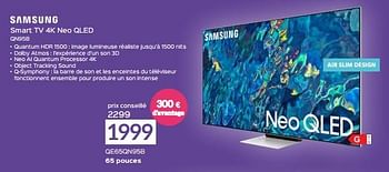 Promotions Samsung smart tv 4k neo qled qe65qn95b - Samsung - Valide de 03/03/2023 à 31/03/2023 chez Selexion