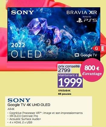 Promotions Sony google tv 4k uhd oled xr65a84k - Sony - Valide de 03/03/2023 à 31/03/2023 chez Selexion