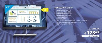 Promotions Hp e22 g4 black - HP - Valide de 01/03/2023 à 31/03/2023 chez Compudeals