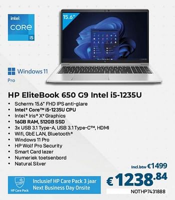 Promoties Hp elitebook 650 g9 intel i5-1235u - HP - Geldig van 01/03/2023 tot 31/03/2023 bij Compudeals