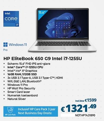 Promoties Hp elitebook 650 g9 intel i7-1255u - HP - Geldig van 01/03/2023 tot 31/03/2023 bij Compudeals