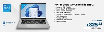 Promoties Hp probook 470 g8 intel i5-1135g7 - HP - Geldig van 01/03/2023 tot 31/03/2023 bij Compudeals