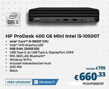 Promoties Hp prodesk 400 g6 mini intel i5-10500t - HP - Geldig van 01/03/2023 tot 31/03/2023 bij Compudeals