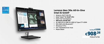 Promoties Lenovo neo 30a all-in-one intel i5-1240p - Lenovo - Geldig van 01/03/2023 tot 31/03/2023 bij Compudeals